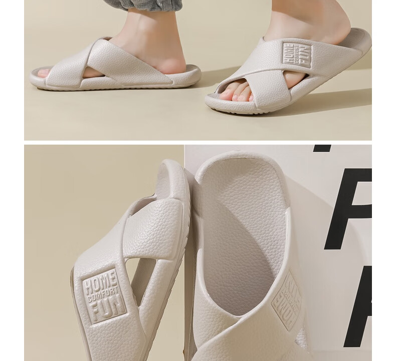Huameijianbu Cross Mocha Slippers, Couples Bathroom Indoor Outdoor Thick Soft Sole Non-Slip Sandals HM600, Pink, Size 39-40 23