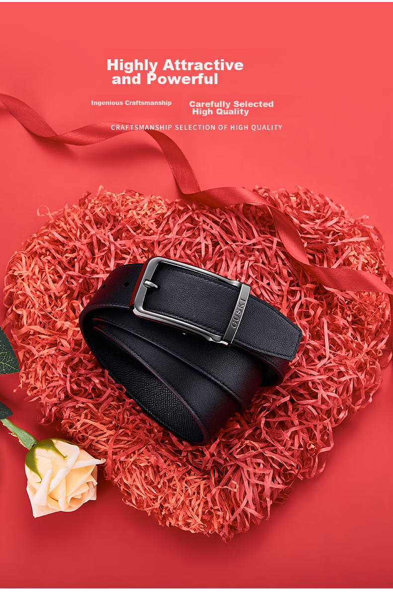 GUSKI Brand Men's Genuine Leather Belt, Gift Box with Rotating Pin Buckle, Birthday Present for Boyfriend Or Husband 5