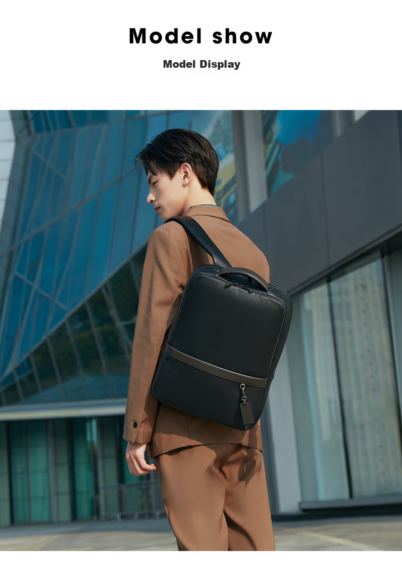 Xinxiuli Laptop Bag, New Cowhide Men's Bag, Men's Backpack, Fashionable Backpack, Black/brown, 14 Inches, BC9*09010 9