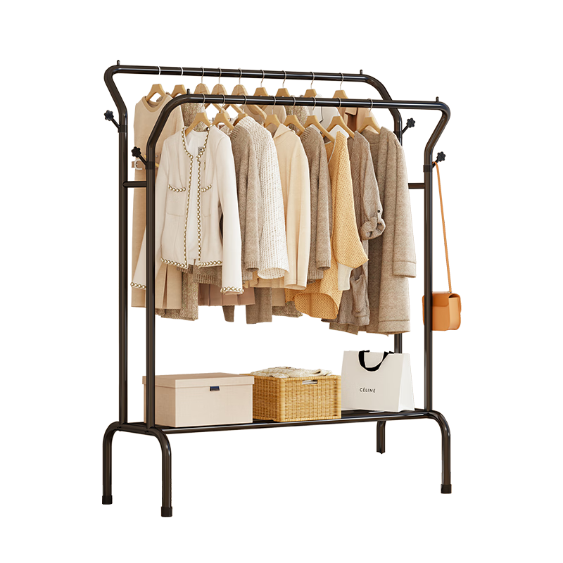 Yicainianhua Clothes Drying Rack, Floor-Standing Double-Pole Hanger, Indoor Simple Bedroom Drying Rod, Balcony Quilt And Clothes Rack, 1100