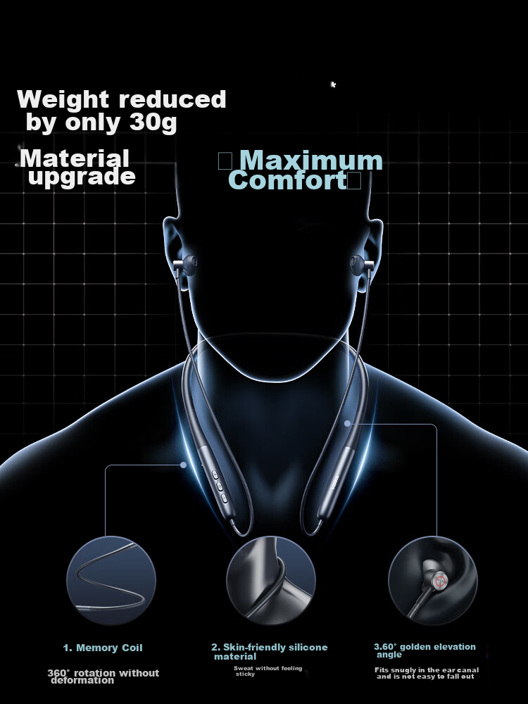 Baseus P1 Upgraded Neckband Bluetooth Earphones with Long Battery Life for Running, Wireless Noise-Cancelling Headphones Compatible with Apple, Huawei, Vivo, Honor, OPPO Phones 4