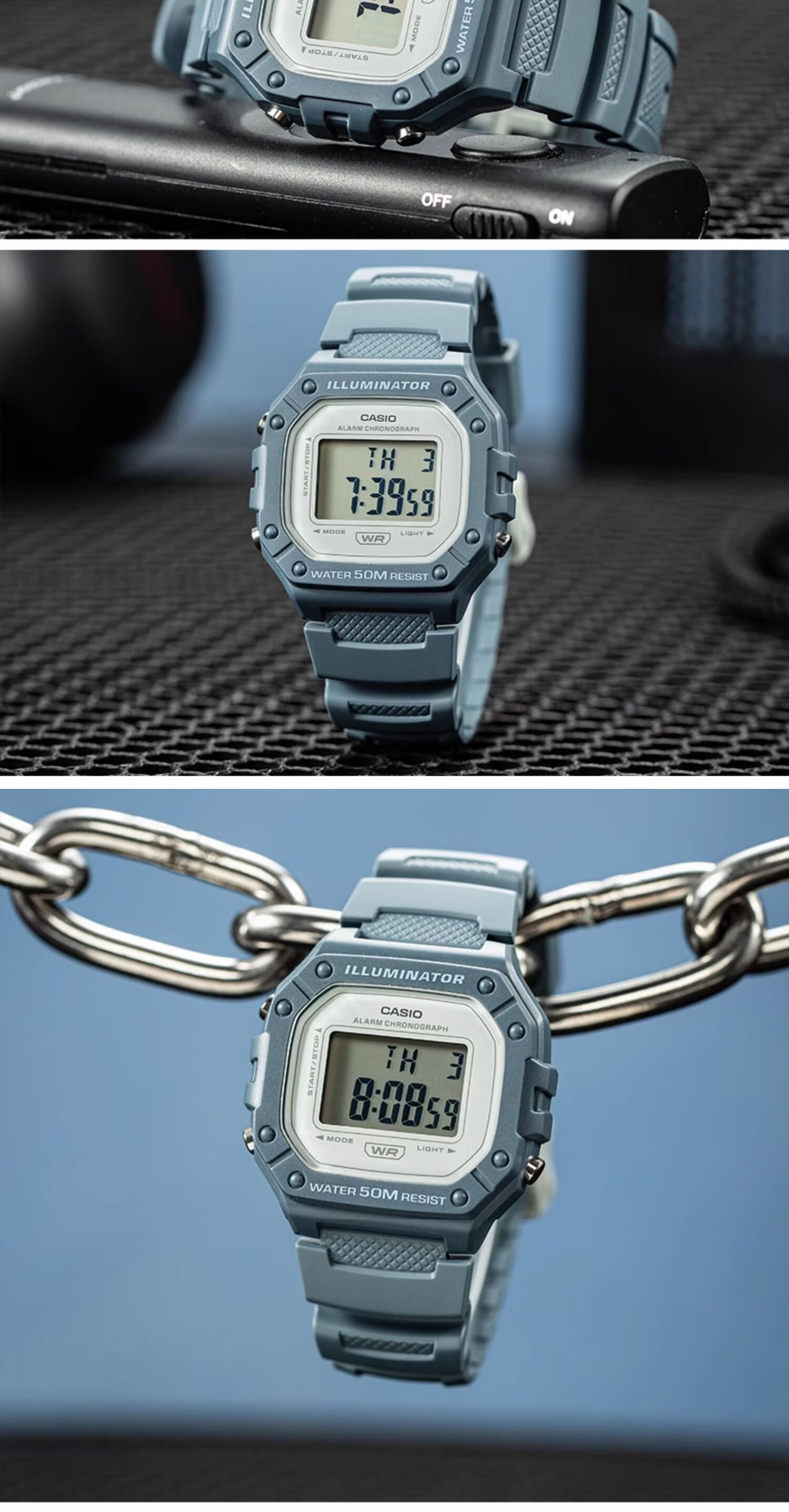 Casio Watch, Retro Small Square Design, Water-Resistant, Student Sports Digital Watch, Electronic Watch for Men And Women, Gift, W-218HC 14