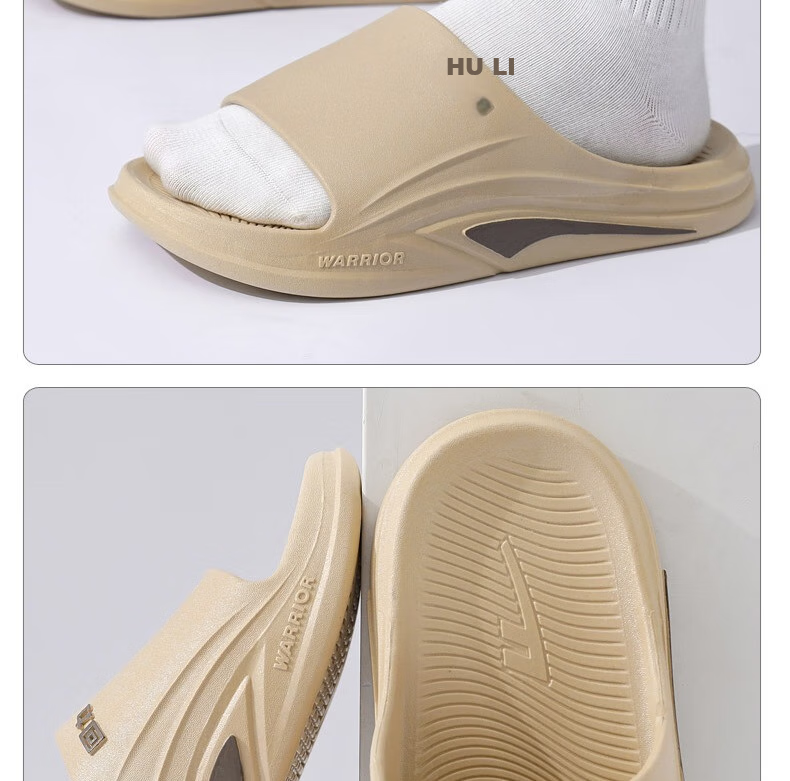 Huili Solid Color Indoor/outdoor Men's Thick-Soled Squishy Non-Slip Lightweight Sandals HL39831 Khaki Size 46-47 20