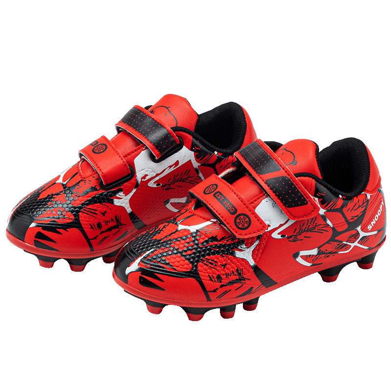 SNOOPY Children's Shoes, Kids' Sneakers, Student Outdoor Training Shoes, Boys And Girls Cleated Soccer Shoes, 7898 Red And Black, Size 40