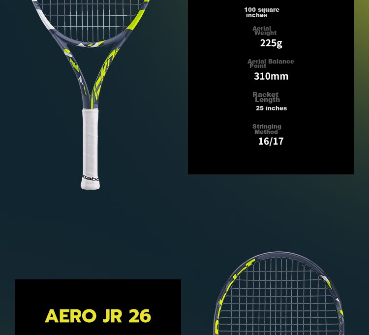 Babolat AERO JUNIOR Series Children's Intermediate Beginner All-In Tennis Racket, 25-Inch And 26-Inch Tennis Racket 7