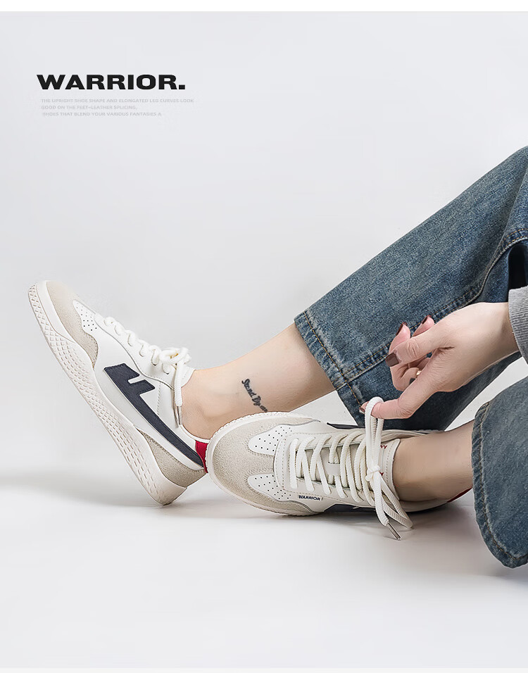 Warrior Official Women's Training Shoes 2026 New Versatile Simple Casual Sneakers Women Beige Gray Dark Blue Size 39 12