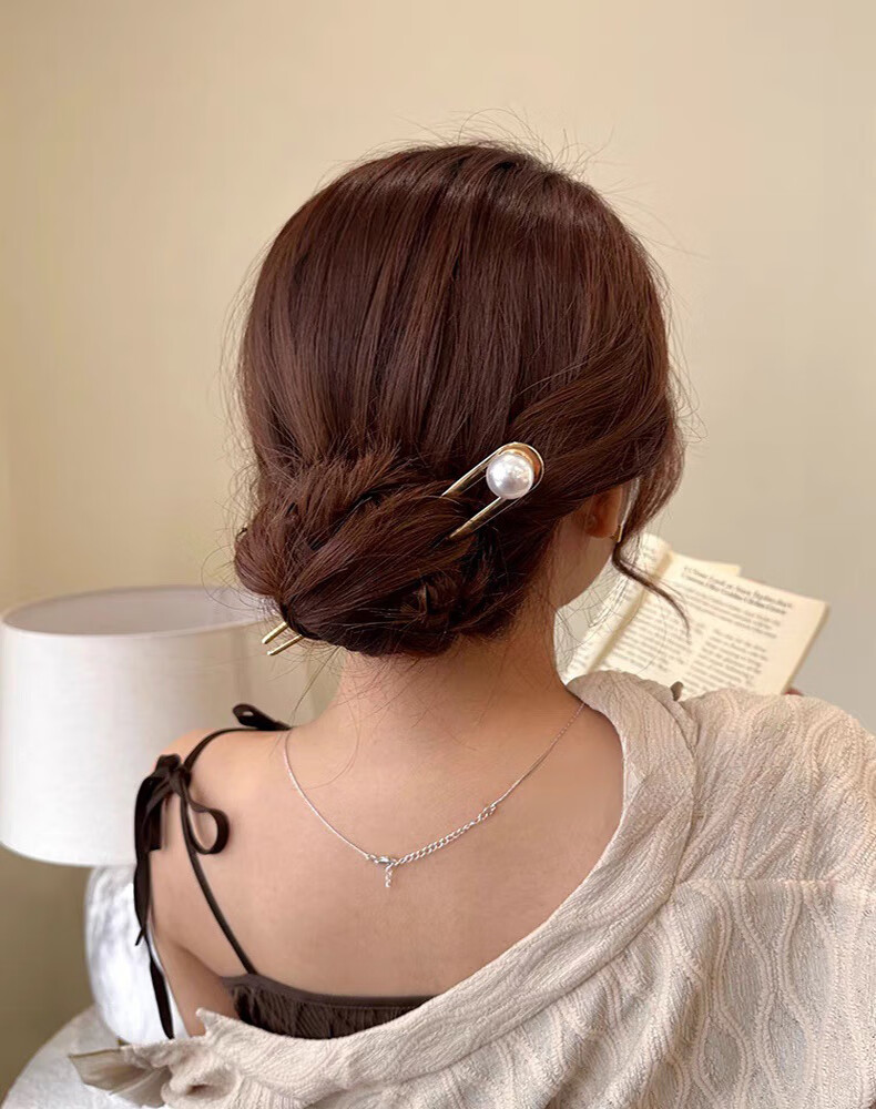Xiangwan U-Shaped Pearl Hairpin for Women, Simple Hair Stick for Bun Hairstyle, Hair Accessory, Birthday Gift for Girls 8