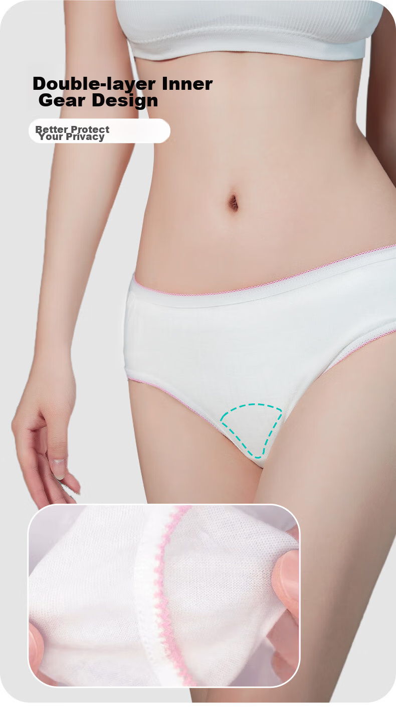 NOLANSEND Disposable Women's Underwear, 100% Pure Cotton, Travel Military Training Portable, Maternity No-Wash Non-Sterilized, 5-Pack, Size L 9