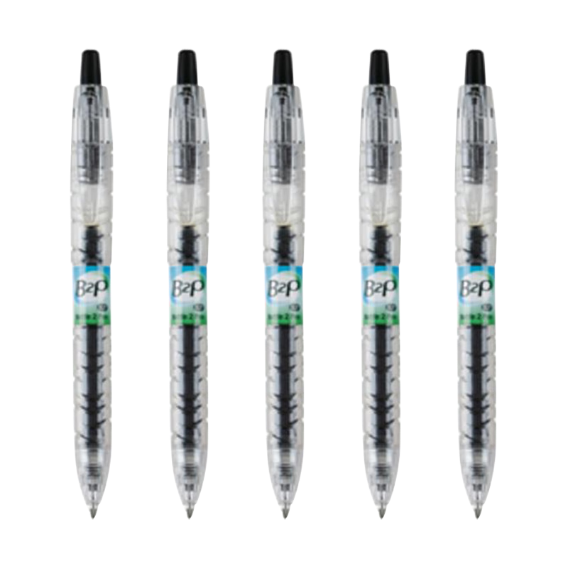 PILOT Retractable Black Gel Pen, 0.5mm Signature Pen, Black Ink Pen, Student Exam Writing Pen, Water-Based Pen, B2P Baote Bottle Stationery Set, High-Quality Appearance, Transparent Style, 5 Pens