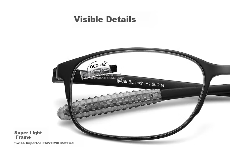Funsonca Anti-Blue Light Ultra-Light Imported Frameless Glasses for Men And Women, Large Frame Reading Glasses, Anti-Slip, 250 Degrees 2