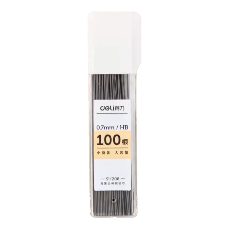 Deli Large Capacity 100 HB Mechanical Pencil Lead Refills 0.7mm, Student Stationery, Durable Lead Refills, Not Easily Broken, 100 Pieces/Box SH208