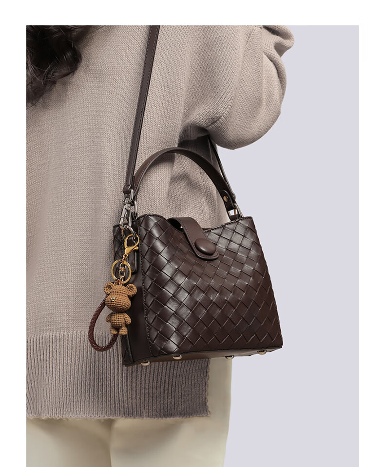 Aiqinghai Leather Handbag, Women's Crossbody Bucket Bag, Shoulder Tote Bag, Stylish Birthday Mother's Day Gift, Practical Present for Mom 3