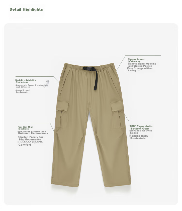 Beneunder Casual Pants for Men, Quick-Dry Cargo Pants, Breathable Loose-Fitting Sun Protection Joggers, Pine Nut Brown, Size M 12