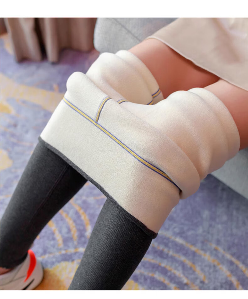 XUEXIMAN Women's Leggings, Autumn And Winter, Lambswool Ribbed, High-Waisted Slimming Elastic All-In Fleece Pants, Warm Cotton Pants 18