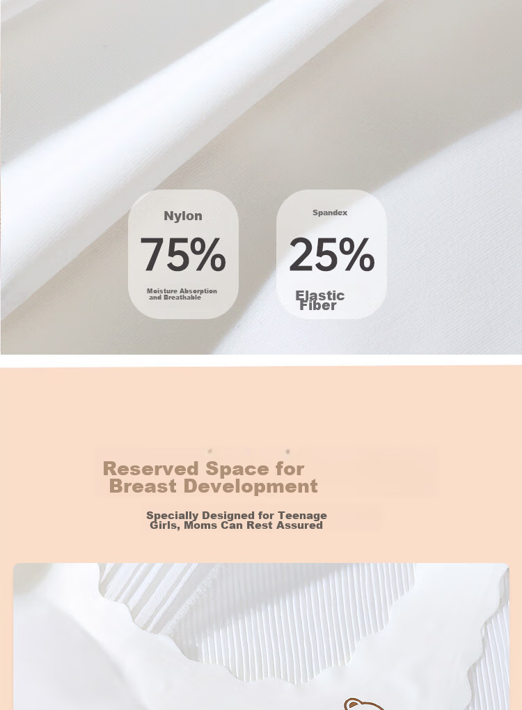 Ailier&ouluola Girls' Training Bra for Puberty, 14-Year Middle School Student Camisole, Elementary School Girl Extended Children's White Bra 80A 3