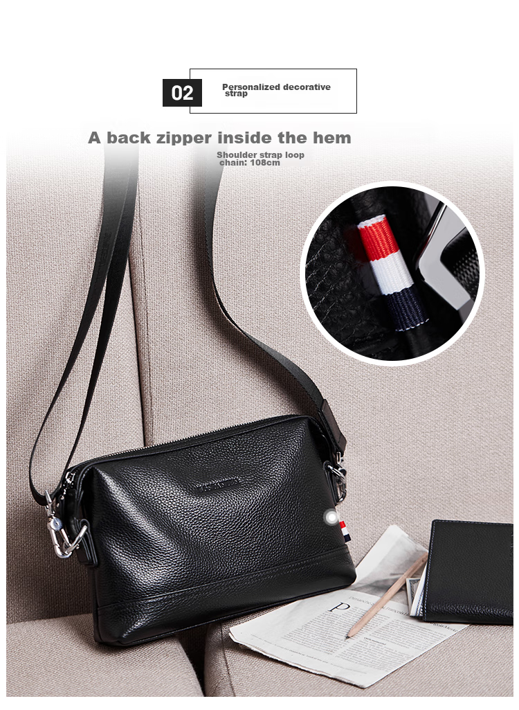 BOSTANTEN Shoulder Crossbody Bag for Men, Business Small Square Bag, Top-Grain Leather Horizontal Style Trendy Mini Backpack Messenger Bag 5