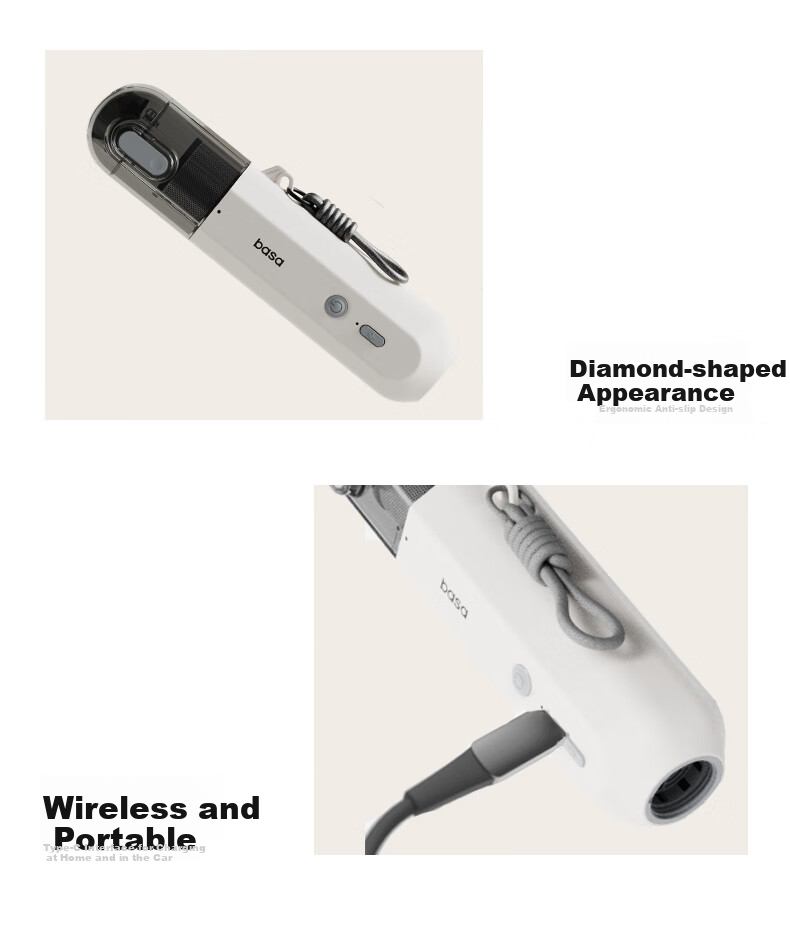 Basa Car Vacuum Cleaner, Cordless Handheld High Suction Power, for Car And Home Use, Desktop Cleaning, High Power, Mini Portable Handheld Vacuum, 6000Pa 18