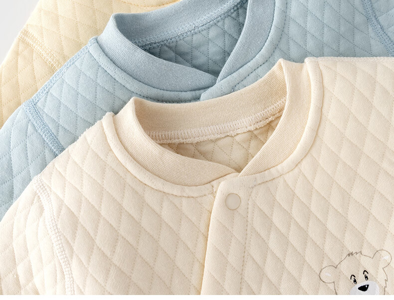 Huanxixiaoxiong Baby Clothes, Infant Winter Underwear Set, Children's Pajamas, Autumn And Winter Three-Layer Warm Pure Cotton, Belly Protection, High-Waist Set 12
