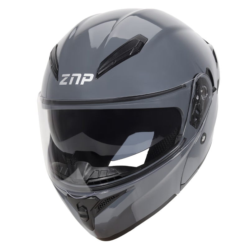 ZNP808 New National Standard Class A Motorcycle Electric Vehicle Helmet Flip-up Full-face Four Seasons Universal Cement Gray M
