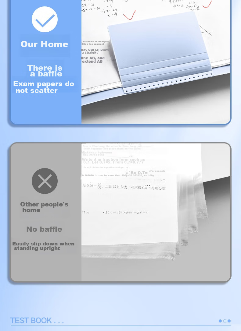 SUNWOOD 20 Pages 40 Sheets A3 Large Capacity Loose-Leaf Paper Storage Folder Student Exam Papers Transparent Insert File Folder 3957 Gree 9