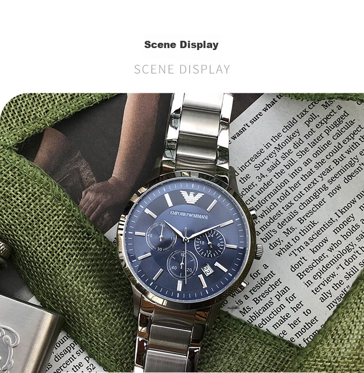EMPORIO ARMANI Aviator Watch for Men, Three-Eye Chronograph Quartz Watch for Men, Birthday Gift for Boyfriend AR2434 3