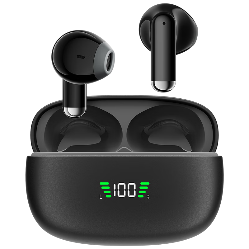 Aigo [Battery Display Bluetooth 6.0] Semi-In Ear Bluetooth Headphones for Sports, Gaming, Running, Hiking with Ultra-Long Battery Life And HIFI Sound Quality, Compatible with Apple, Xiaomi TQ15 Black