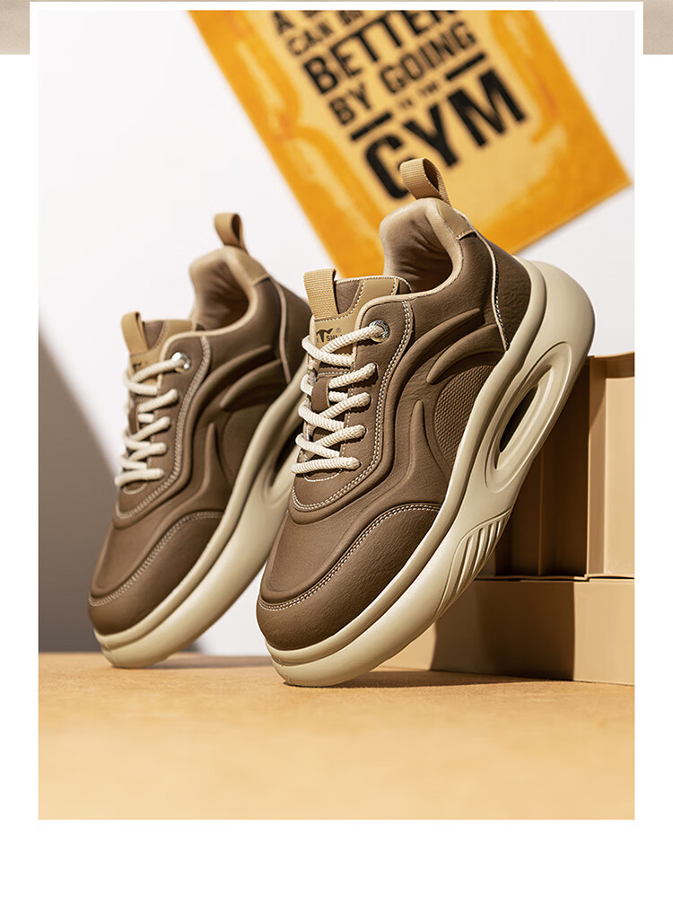 Bull Family Men's Shoes 2026 Spring New Trendy Fashion Durable Casual Soft Sole Height Increasing Versatile Sports Shoes 9