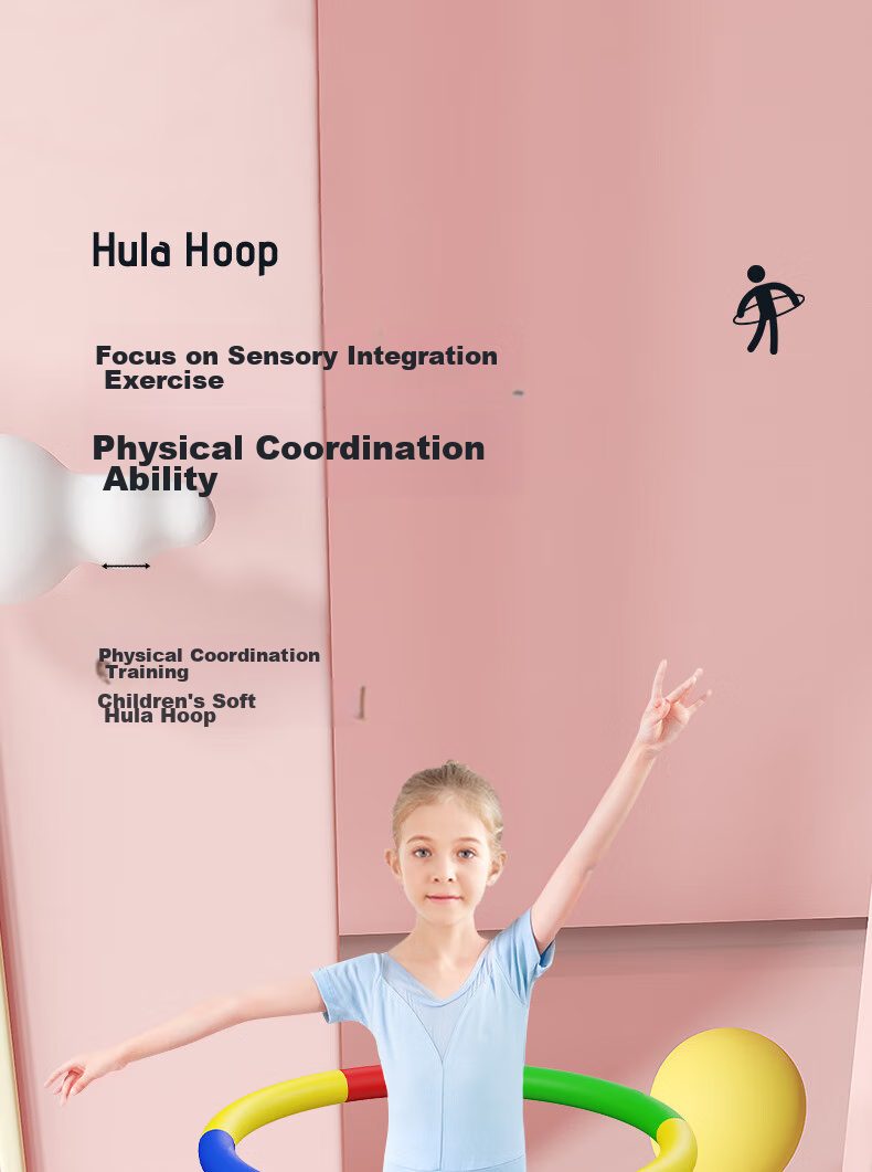Duweike Children's Hula Hoop, Kindergarten Thickened Soft Sponge, Exercise Fitness Colorful Performance Hoop, 55cm Suitable for Ages 5-7 4
