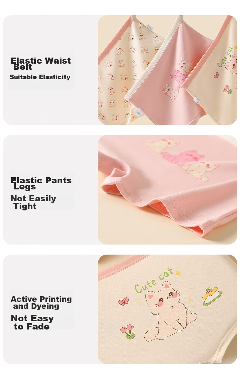 LangSha Girls' Underwear, Class A Cotton Breathable Antibacterial Boyshorts, Cute Cartoon Style, No Wedgie, Size 150 7