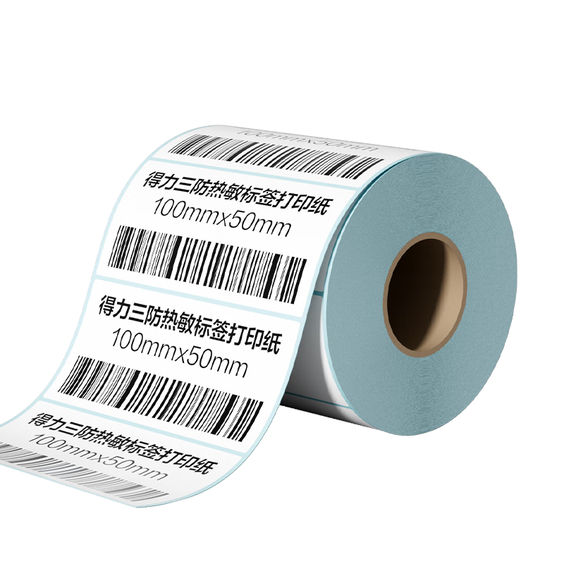 Deli 100*50mm, 800 Sheets*12 Rolls, Mint Sea Triple-Protection Thermal Label Paper, Express Delivery Adhesive Printing Paper, ZG179 [Compatible with 4-Inch Label Machines 888B Etc.]