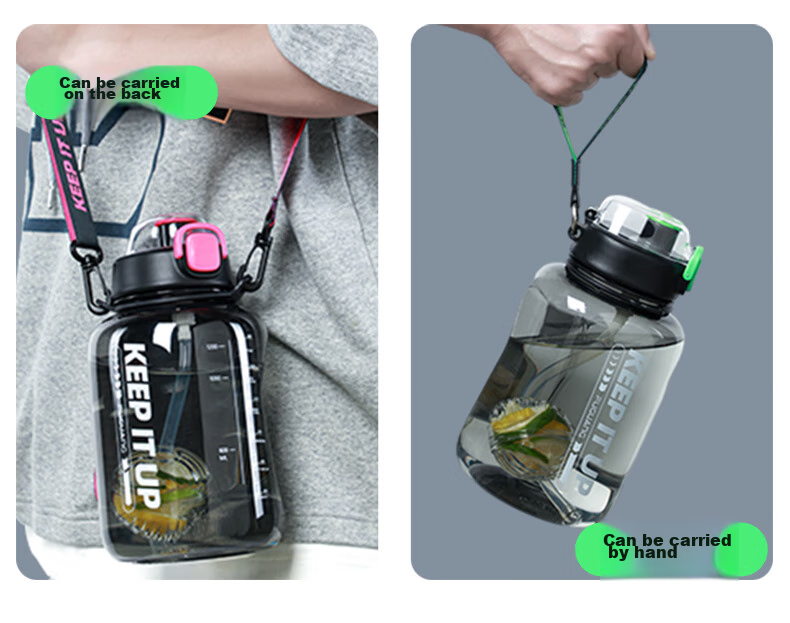 FGA Fuguang Large Capacity Fitness Plastic Water Bottle with Straw, Sports And Student Water Jug, 1.7L 11