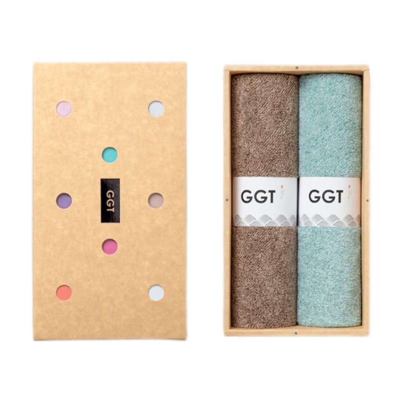 GGT Japanese Towel Gift Box, Custom Embroidery, Souvenir Gift, Face Washing Adult Gift, Return Gift, 2-Piece Set, Bottle Gua + Walnut