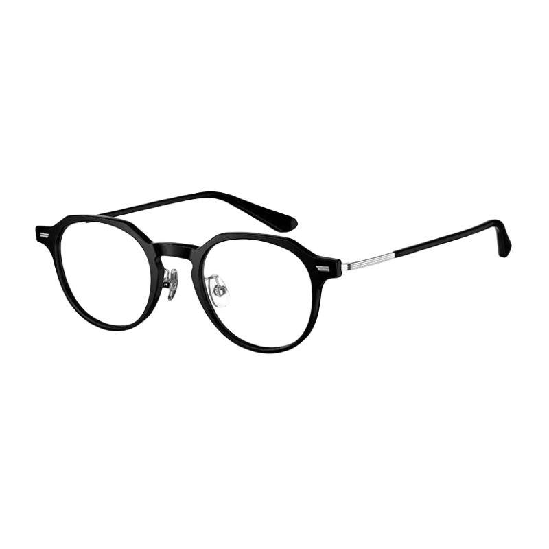 HELEN KELLER Small Round Frame Exquisite Brightening Internet Celebrity Glasses, High-Quality Photo-Taking Glasses for Men And Women, H9051C1 Glossy Black Frame
