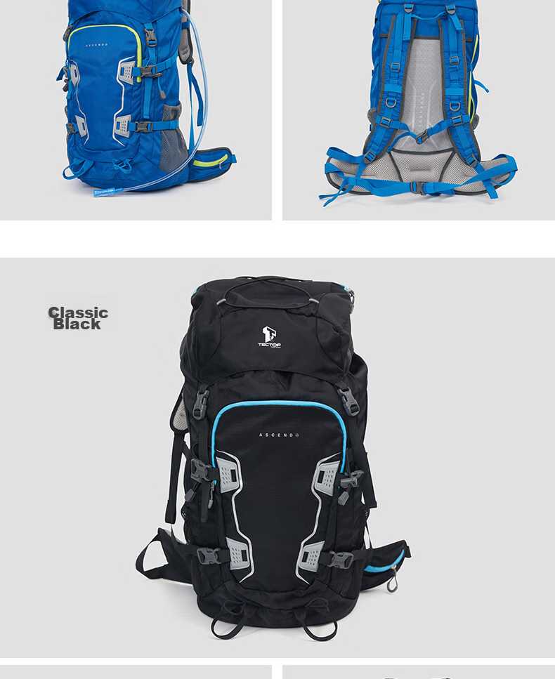TECTOP Hiking Backpack, Solid Color Shockproof Shoulder Bag with 38L Large Capacity And Rain Protection, Outdoor Climbing Travel Sports Backpack DEAB604413, Black 15