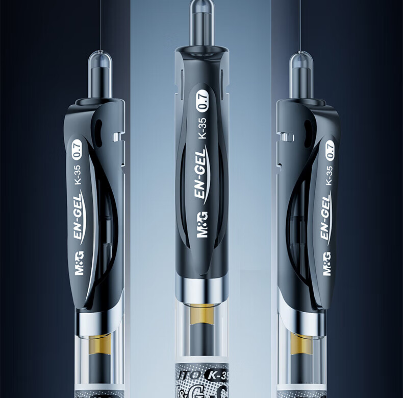 M&G K35 0.7mm Black Gel Pen Classic Retractable Bullet Tip Signature Pen Student/Office Writing Pen AGPK3508A 6-Pack 1
