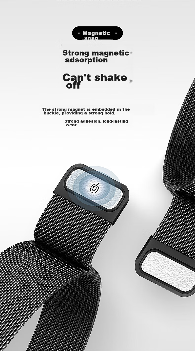 Pisen Compatible with Apple Watch Band, Suitable for Apple IWatch S12/11/10/SE3 Milanese Stainless Steel Strap, Universal Fit for S9/8/7/6 [38/40/41/42mm] 6