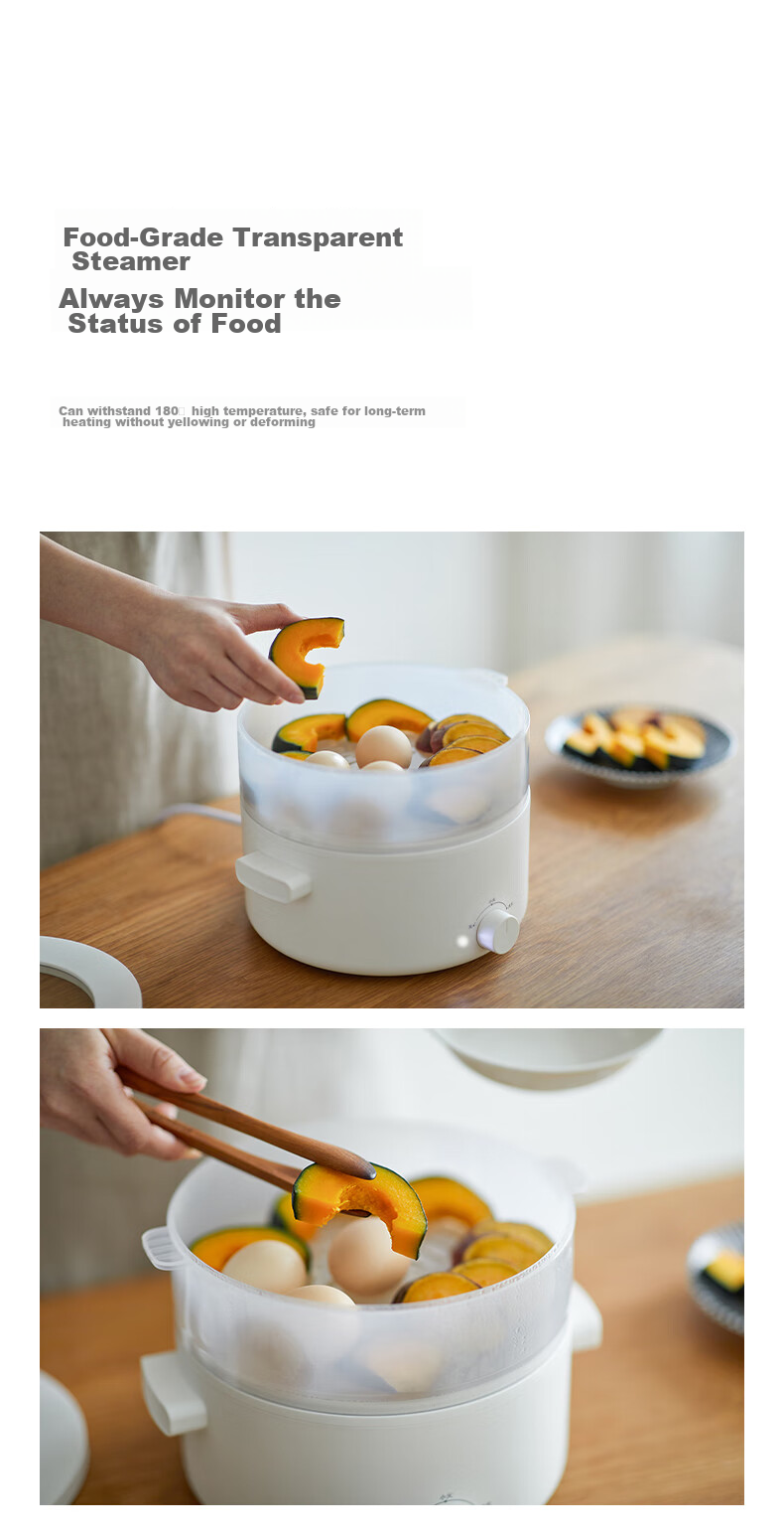 Olayks Instant Electric Cooking Pot, Small Electric Hot Pot for Dormitory, Multi-Functional Pot for Steaming, Boiling, Frying And Stir-Frying All-In Electric Hot Pot, 2L 10