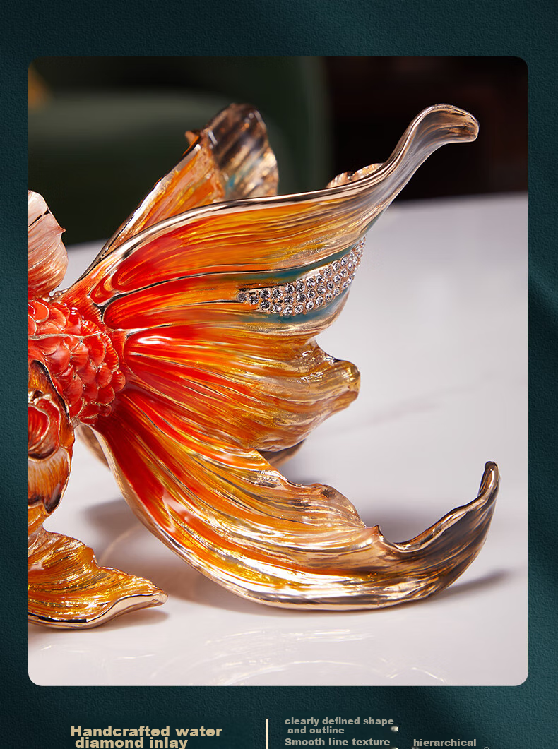 Nuoshiman, Year of The Ox Enamel Goldfish Ornament, Business Opening, Housewarming Gift, Moving Present, Living Room Office Wine Cabinet Decoratio 8