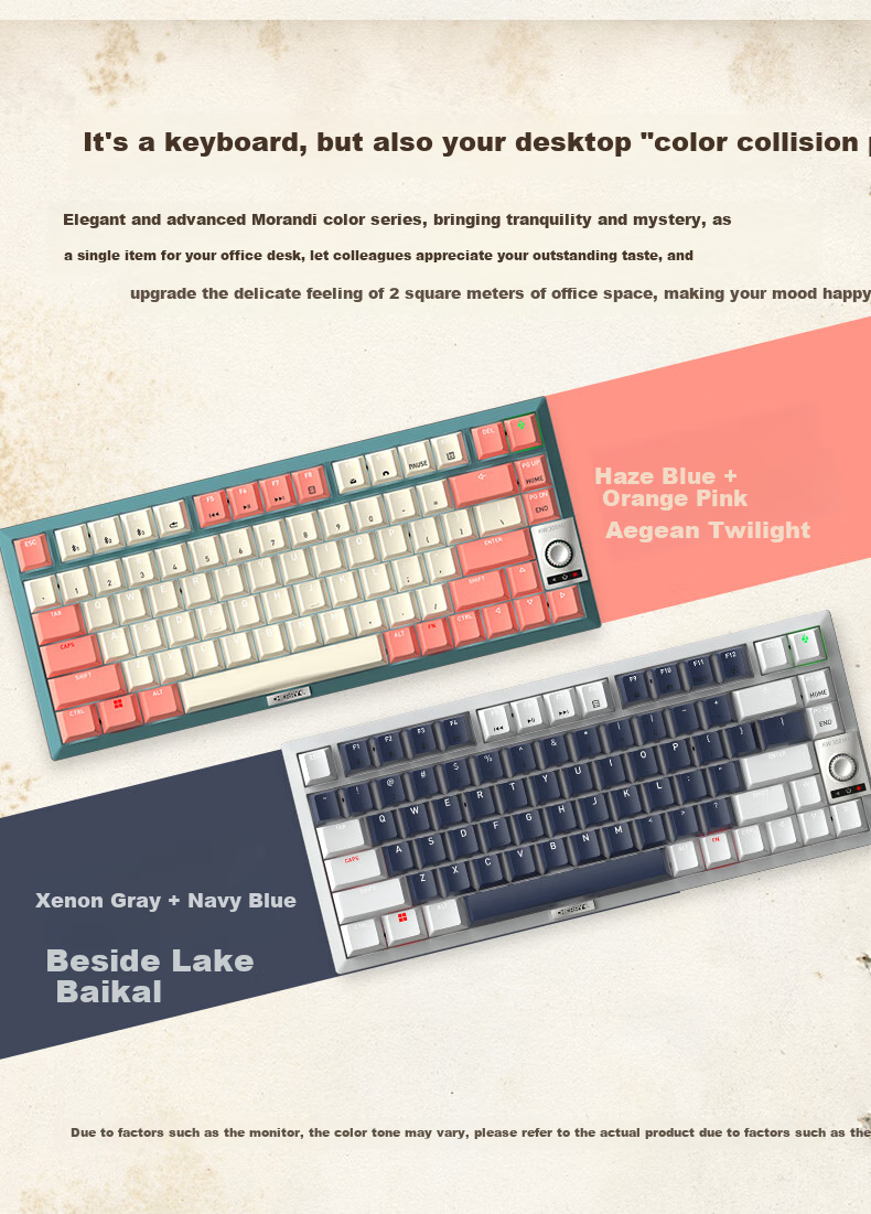 CHERRY KW300MX TKL Mechanical Keyboard, 81 Keys, New Vintage Wireless Hot-Swappable, Compatible with MACMINI, for Gaming And Office Use at Home, Pink/blue, Red Switches 2