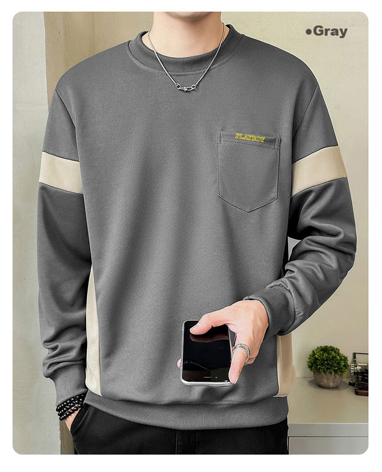 PLAYBOY Sweatshirt for Men, Round Neck, Autumn Korean Style Trendy Loose Casual Clothing for Me 18