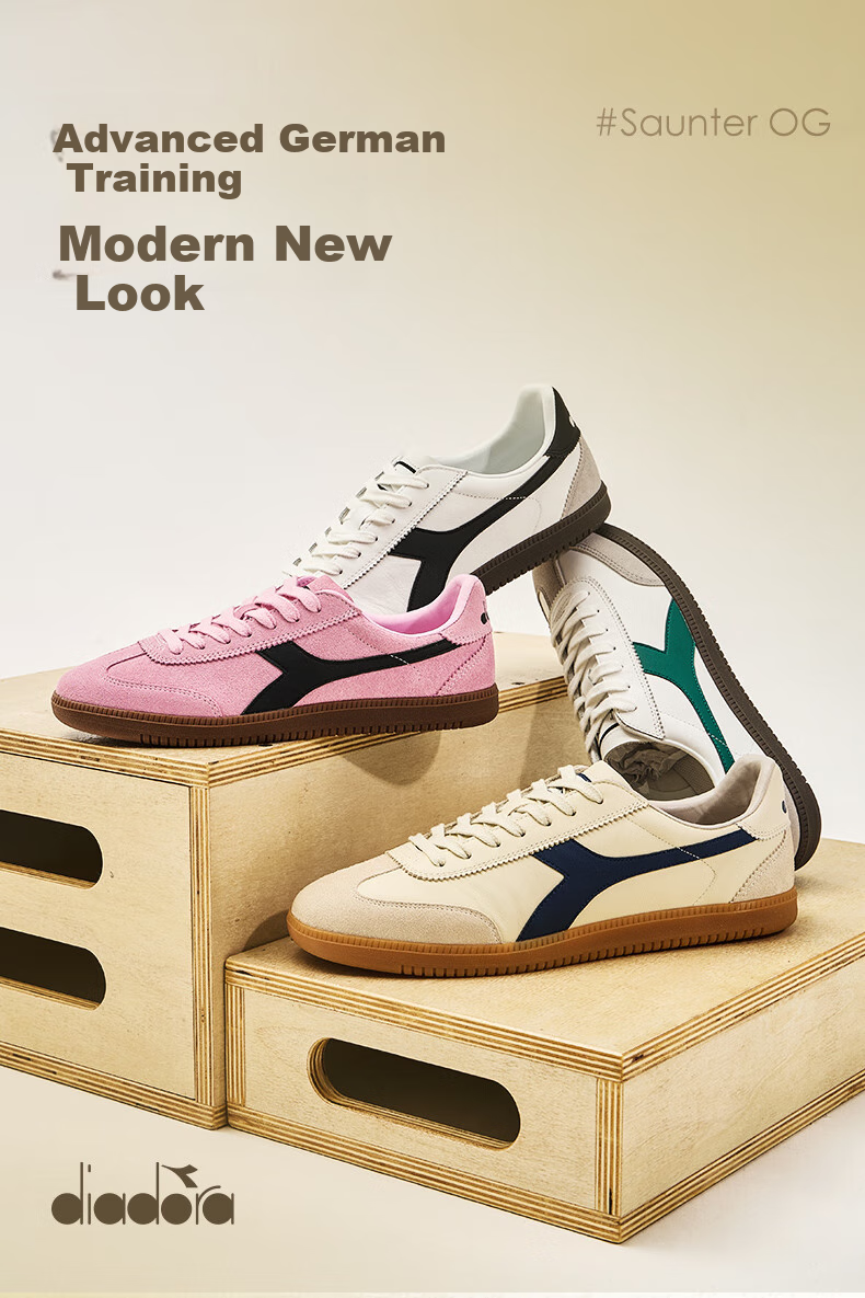Diadora Men's And Women's Versatile Low-Top Casual Sneakers Saunter OG Beige/blue 37 1