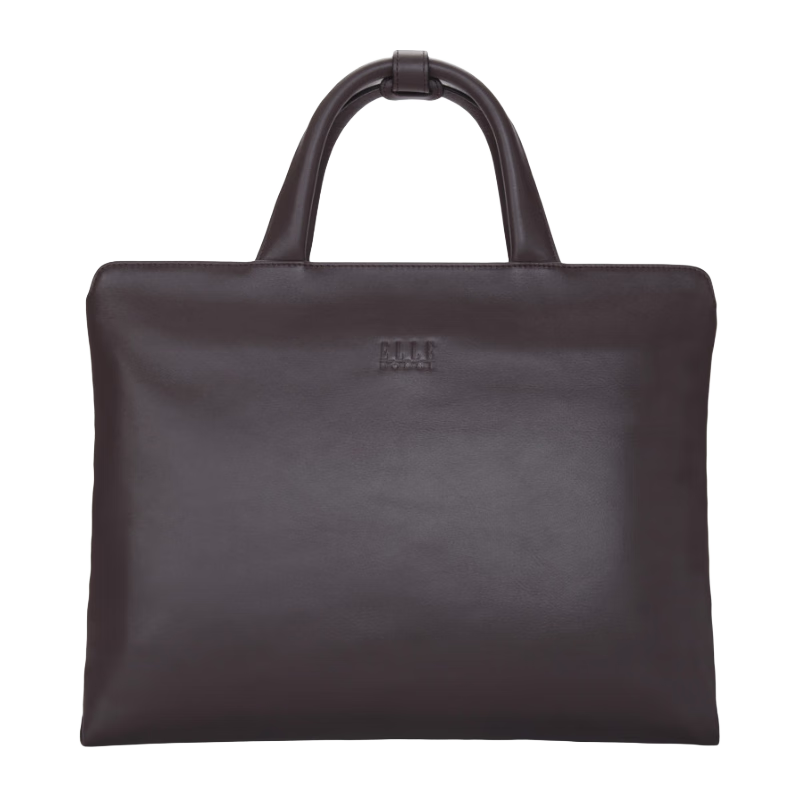 ELLE HOMME Men's Briefcase, Fashionable Genuine Leather Handbag, Casual Business Laptop Bag, Cowhide Men's Bag 262610 Coffee Color