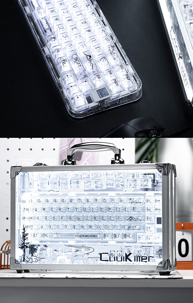 CoolKiller CK68 Polar Bear Wired/wireless/blue Toed Three-Mode Transparent Customizable Mechanical Keyboard, Ice Blade Switches, Linear Switches 23