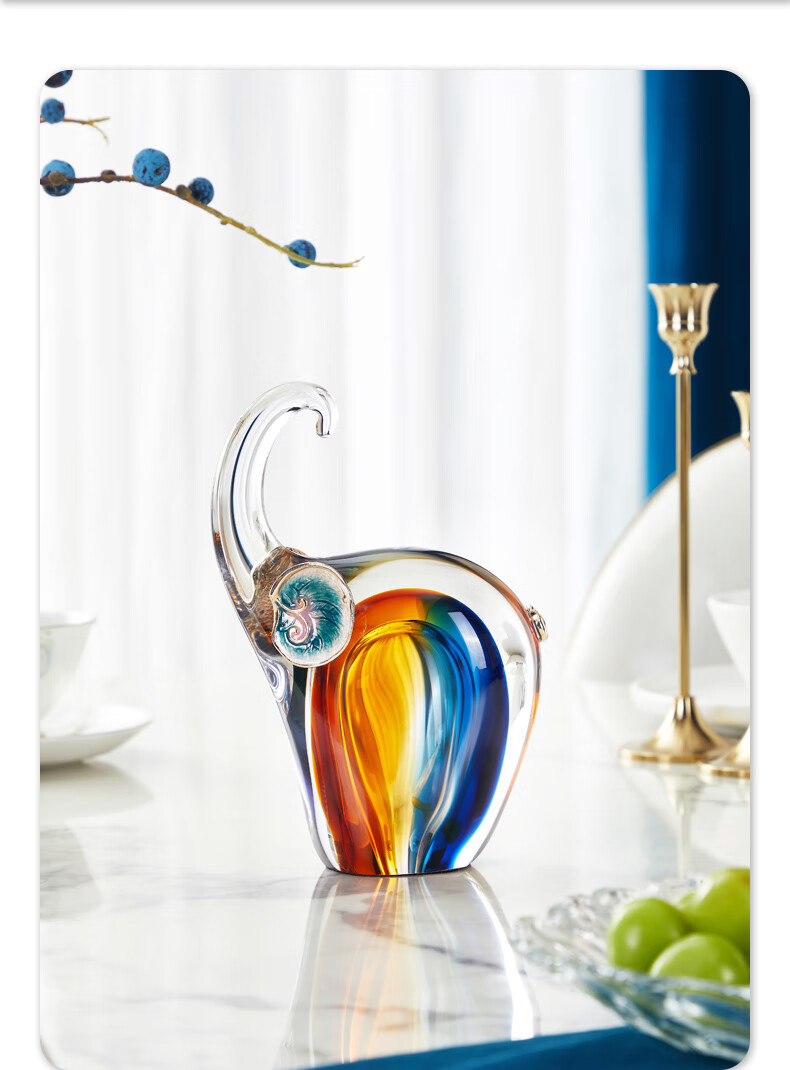 Nuoshiman High-End Enamel Colorful Elephant Figurines, Pair of Decorative Ornaments for Living Room, Entryway, TV Cabinet, Wedding And Housewarming Gifts 12