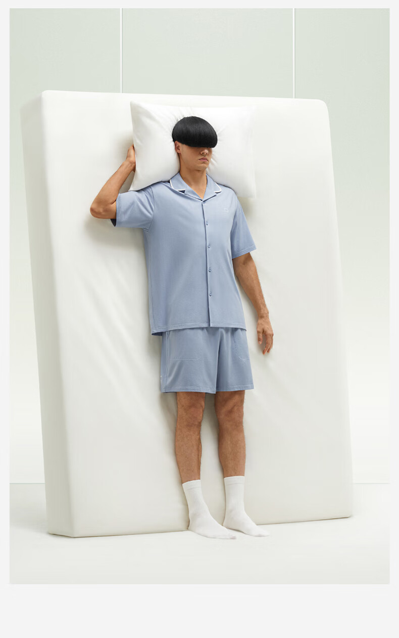 Jiao Nei Cotton 301H Men's Spring Summer Cotton Short Sleeve Polo Shirt and Shorts Pajama Set Couples Homewear 11