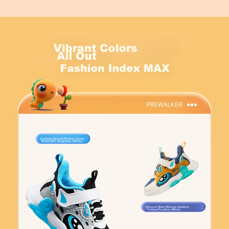 361° Children's Shoes, Kids' And Toddlers' Shoes for All Seasons, Boys And Girls, Bangtan Technology Lightweight Casual Shoes, Walking Shoes, Black Size 22 3