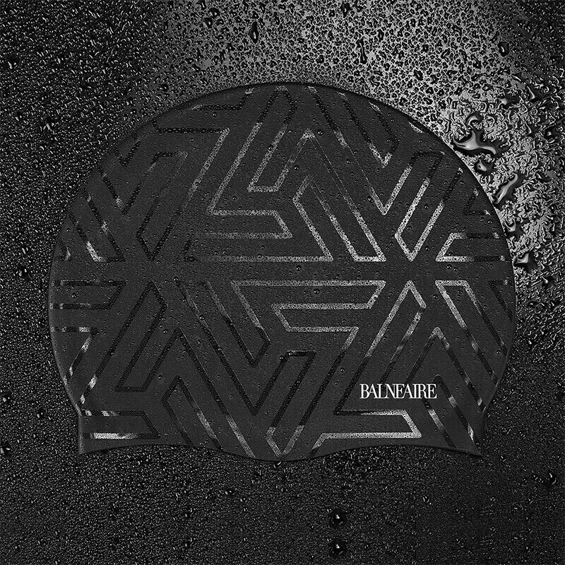BALNEAIRE [Xiao Shunyao's Choice], Men's Silicone Swim Cap, Fashionable Dark Pattern, Highly Elastic, Waterproof, Enlarged Size, Non-Binding, MYM002