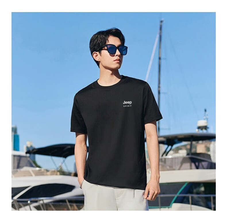 JEEP SPIRIT Short Sleeve T-Shirt for Men, Summer Pure Cotton Breathable Short Sleeve Comfortable Undershirt Outdoor Sports Top, Gray L 12