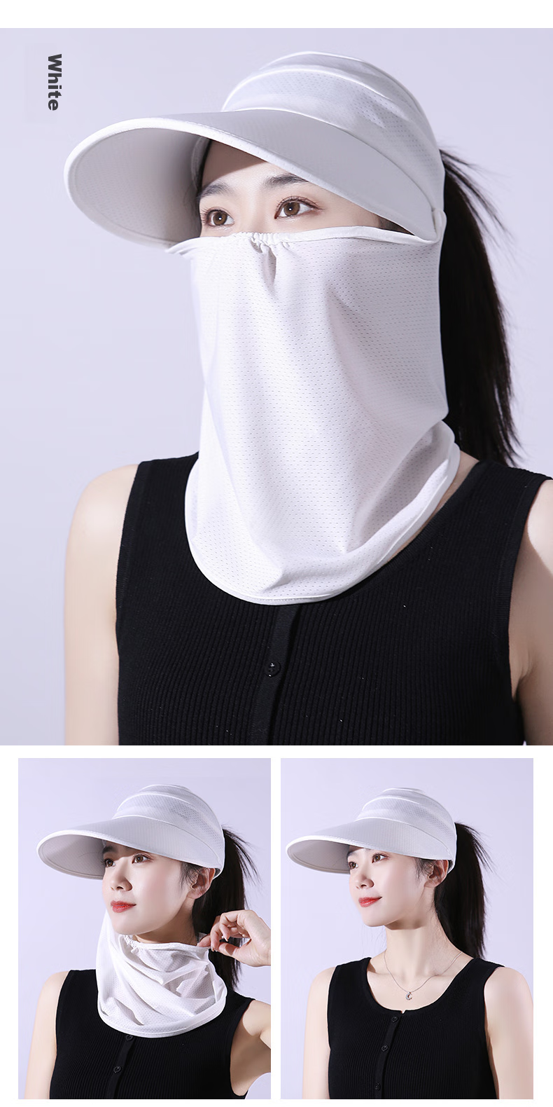 BIKEBROS Sun Protection Face Mask, Ice Silk Cool-Feeling Neck Guard, Outdoor Driving Cycling Fishing Gear, Brim Style in Gray 11