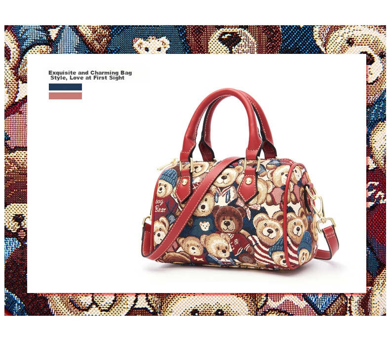 Xiaoxiongyilian Women's Handbag, Fabric Woven Floral Pattern, Commuter Boston Tote Bag, Fashionable Shoulder Crossbody Bag, Small Purse for Women, Valentine's Day Gift 2